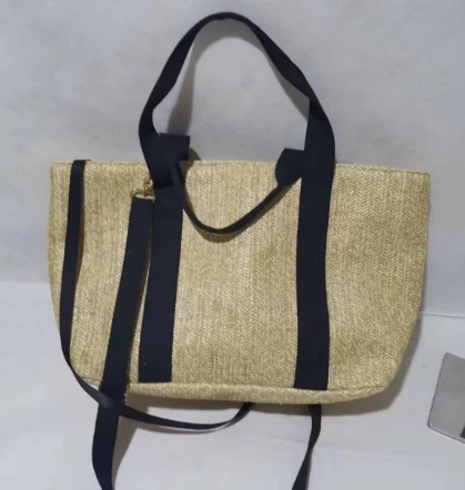 Borsa da spiaggia in paglia beige resistente
