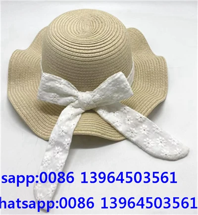 Cappello da spiaggia con fiocco in paglia da donna