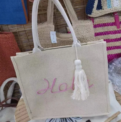 Borsa regalo in tessuto di lino Borsa da scuola per ragazza