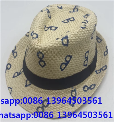 Cappello Fedora in paglia con motivo stampato