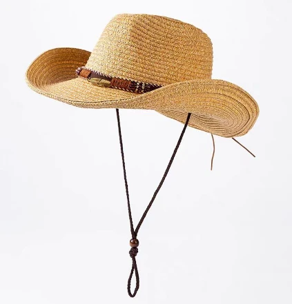Cappello da spiaggia in paglia a tesa larga da uomo