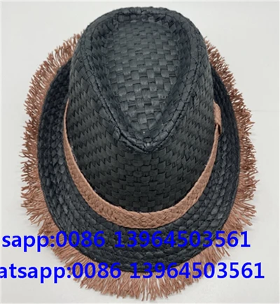 Cappello da nappa con fedora nera in tessuto a mano
