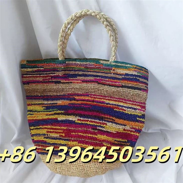 Secchio rafia multi-colore fatto a mano