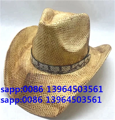 Cappello da cowboy in denim con berretto da uomo in paglia