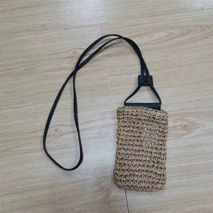 Borsa per telefono in paglia da donna Brown Coloe