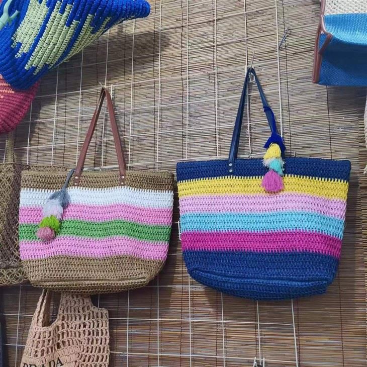Borsa da spiaggia grande da donna con arcobaleno colorato
