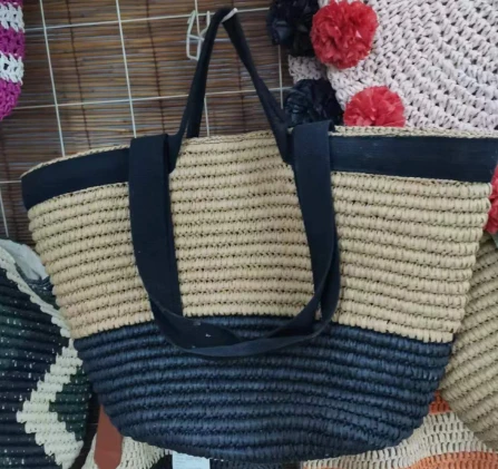 Nastro in cotone nero Big Women Beach Borse