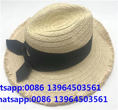 Cappello da sole in paglia con fiocco nero e nappa Fedora