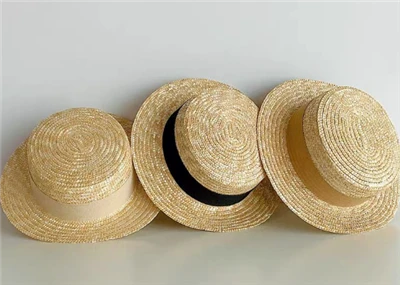 Cappello estivo per donne intrecciate di grano naturale