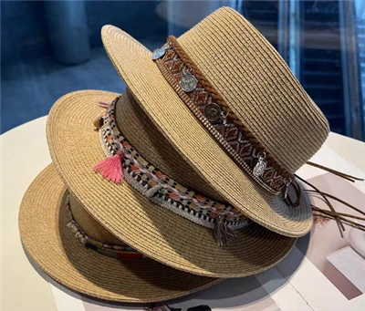 Cappello da spiaggia in paglia da donna marrone Boho