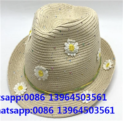 Cappello da spiaggia Fedora con pois colorati beige a forma di fiore