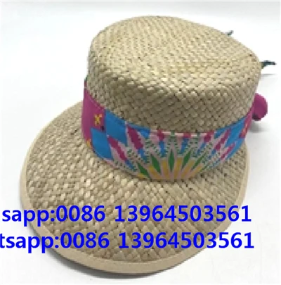 Cappello da giardinaggio in paglia intrecciata naturale da donna
