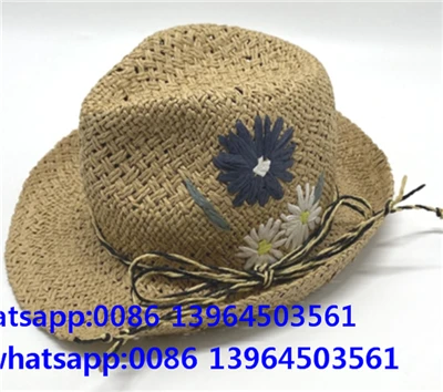 Cappello di paglia da uomo intrecciato a mano con ricamo
