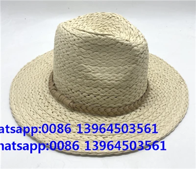 Cappello Fedora di carta bianca in tessuto a mano naturale