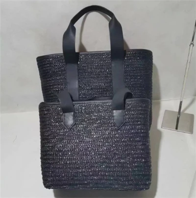 Set di borse da donna in tessuto di grano nero