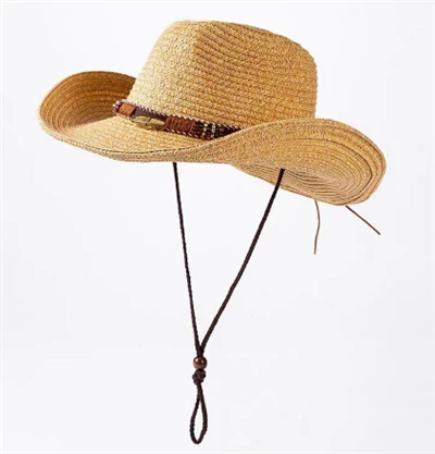 Cappello da spiaggia in paglia a tesa larga da uomo