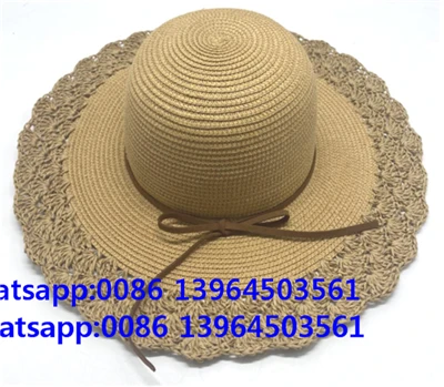 Cappello da spiaggia da donna in carta all'uncinetto