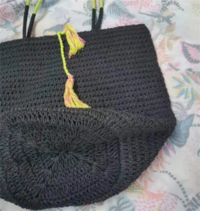 Borsa da donna di paglia di carta grande nera