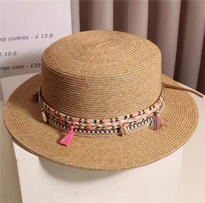 Cappello da donna in paglia di carta marrone Boho Chic