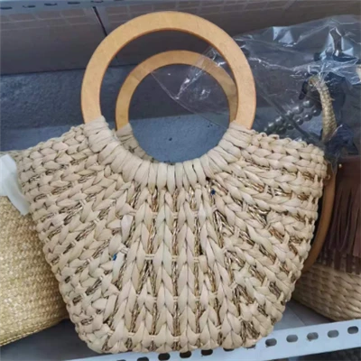 Manici in legno con guscio di mais sacca di paglia